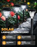 Solar Pathway Lights Outdoor 10 Pack Waterproof Solar Garden Lights Auto On/Off ... - Image 4