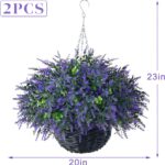 GLIDLION Artificial Eucalyptus & Lavender Hanging Basket (2 Pieces) - Realistic ... - Image 7