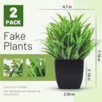 Der Rose 2 Pack Fake Plants Small Artificial Potted Plants Faux Plants Black Bat... - Image 3