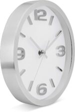 Bernhard Products Modern Wall Clock 10 Inch Silver Silent Non Ticking Battery Op... - Image 3