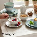 Sango Siterra Artist's Blend 16-Piece Stoneware Dinnerware Set for 4, Green, Cre... - Image 5