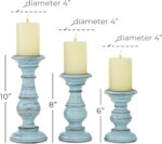 Deco 79 Mango Wood Decorative Candle Holder Distressed Turned Pillar Candle Stan... - Image 4