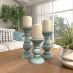 Deco 79 Mango Wood Decorative Candle Holder Distressed Turned Pillar Candle Stan... - Image 9