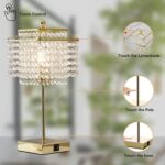 Luvkczc Crystal Touch Table Lamp, Bedside Lamps with with USB C+A Ports, Gold Be... - Image 3