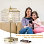 Luvkczc Crystal Touch Table Lamp, Bedside Lamps with with USB C+A Ports, Gold Be... - Image 5