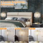 Luvkczc Crystal Touch Table Lamp, Bedside Lamps with with USB C+A Ports, Gold Be... - Image 6