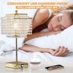 Luvkczc Crystal Touch Table Lamp, Bedside Lamps with with USB C+A Ports, Gold Be... - Image 7