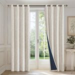 FMFUNCTEX Beige Floral Jacquard Blackout Curtains 108 Inches Long for Bedroom, S... - Image 3