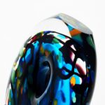 Luxury Lane Hand Blown Abstract Hollow Blue Tear Drop Sommerso Art Glass Sculptu... - Image 5