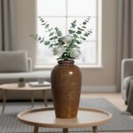 Rustic Farmhouse Ceramic Vase - 11 Inch Large Brown Pottery Vases Home Decor, Gl... - Image 4