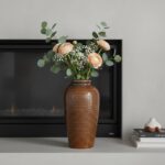 Rustic Farmhouse Ceramic Vase - 11 Inch Large Brown Pottery Vases Home Decor, Gl... - Image 6