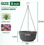 T4U 8 Inch Hanging Planters for Indoor Outdoor Plants, Self Watering Hanging Pot... - Image 3
