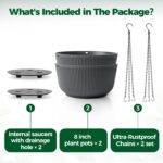 T4U 8 Inch Hanging Planters for Indoor Outdoor Plants, Self Watering Hanging Pot... - Image 6