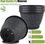 Nooulap 4 Pack 10 Inch Plant Pot for Outdoor Indoor, Plastic Flower Pots with Dr... - Image 6