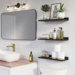 WOPITUES Floating Shelves with Gold Metal Guardrail, Shelves for Wall Decor Set ... - Image 3