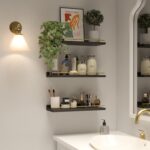 WOPITUES Floating Shelves with Gold Metal Guardrail, Shelves for Wall Decor Set ... - Image 6