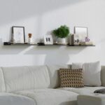 WOPITUES Floating Shelves with Gold Metal Guardrail, Shelves for Wall Decor Set ... - Image 7