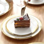 Salad & Dessert Plates, Set of 6, 8 inch, White Porcelain with Gold Trim, Elegan... - Image 4