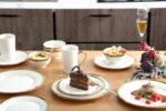 Salad & Dessert Plates, Set of 6, 8 inch, White Porcelain with Gold Trim, Elegan... - Image 5