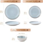 Plates and Bowls Sets for 6 - CJDC-QUELO 18-Piece Stoneware Dinnerware Sets, Cer... - Image 3