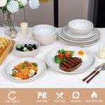 Plates and Bowls Sets for 6 - CJDC-QUELO 18-Piece Stoneware Dinnerware Sets, Cer... - Image 5