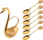 4.8 in Coffee Spoon Set With Holder, Swan Spoon And Fork Holder, Gold Durable Sp... - Image 3