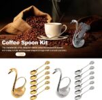 4.8 in Coffee Spoon Set With Holder, Swan Spoon And Fork Holder, Gold Durable Sp... - Image 4