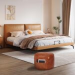 Thgonwid Unstuffed Faux Leather Pouf Cover Handle, Footstool Ottoman Storage Sol... - Image 3