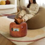 Thgonwid Unstuffed Faux Leather Pouf Cover Handle, Footstool Ottoman Storage Sol... - Image 7
