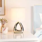 Lampwell LILA Small Modern Ceramic Table Lamp, Off White and Chrome, 6.7x3.94xH1... - Image 4