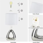 Lampwell LILA Small Modern Ceramic Table Lamp, Off White and Chrome, 6.7x3.94xH1... - Image 6