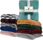 PAVILIA Burgundy Red Chenille Throw Blanket for Couch Sofa, Soft Maroon Red Knit... - Image 6