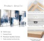 3 Pcs Navy Blue Abstract Canvas Wall Art Modern Minimalist Neutral Blue and Grey... - Image 3