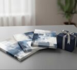 3 Pcs Navy Blue Abstract Canvas Wall Art Modern Minimalist Neutral Blue and Grey... - Image 6