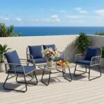DUMOS Outdoor 4 Piece Patio Furniture Set, Wicker Patio Set with Thick Sandwich ... - Image 3