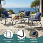 DUMOS Outdoor 4 Piece Patio Furniture Set, Wicker Patio Set with Thick Sandwich ... - Image 5