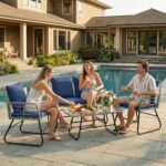 DUMOS Outdoor 4 Piece Patio Furniture Set, Wicker Patio Set with Thick Sandwich ... - Image 7
