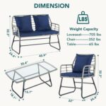 DUMOS Outdoor 4 Piece Patio Furniture Set, Wicker Patio Set with Thick Sandwich ... - Image 10