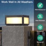 Outdoor Modern Post Light,11.8" Hard Wired Column Caps Lamp Grey Square Post Pil... - Image 4