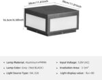 Outdoor Modern Post Light,11.8" Hard Wired Column Caps Lamp Grey Square Post Pil... - Image 5