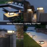 Outdoor Modern Post Light,11.8" Hard Wired Column Caps Lamp Grey Square Post Pil... - Image 7