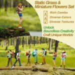 Potanro 126pcs Static Grass Tufts and Miniature Flowers Cluster for Crafts,Diora... - Image 5