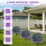 Yangrass Artificial Lavender Topiary Ball Trees with Ground Spike, Set of 2 UV R... - Image 4