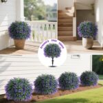 Yangrass Artificial Lavender Topiary Ball Trees with Ground Spike, Set of 2 UV R... - Image 5