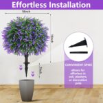 Yangrass Artificial Lavender Topiary Ball Trees with Ground Spike, Set of 2 UV R... - Image 6