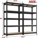 REIBII Set of 2 Storage Shelves 5 Tier Garage Shelving Heavy Duty Metal Shelving... - Image 4