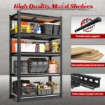 REIBII Set of 2 Storage Shelves 5 Tier Garage Shelving Heavy Duty Metal Shelving... - Image 8