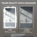 USHOWER LED Bathroom Mirror 28x36 Inch Tempered Glass - Frameless LED Backlit Li... - Image 4