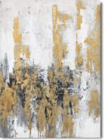 Yihui Arts Modern Abstract Skyline Canvas Wall Artwork with Gold Foil Hand Paint... - Image 3