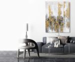 Yihui Arts Modern Abstract Skyline Canvas Wall Artwork with Gold Foil Hand Paint... - Image 4